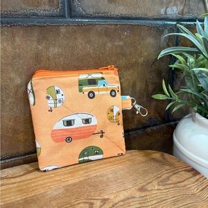 Orange Camper Print Coin Pouch